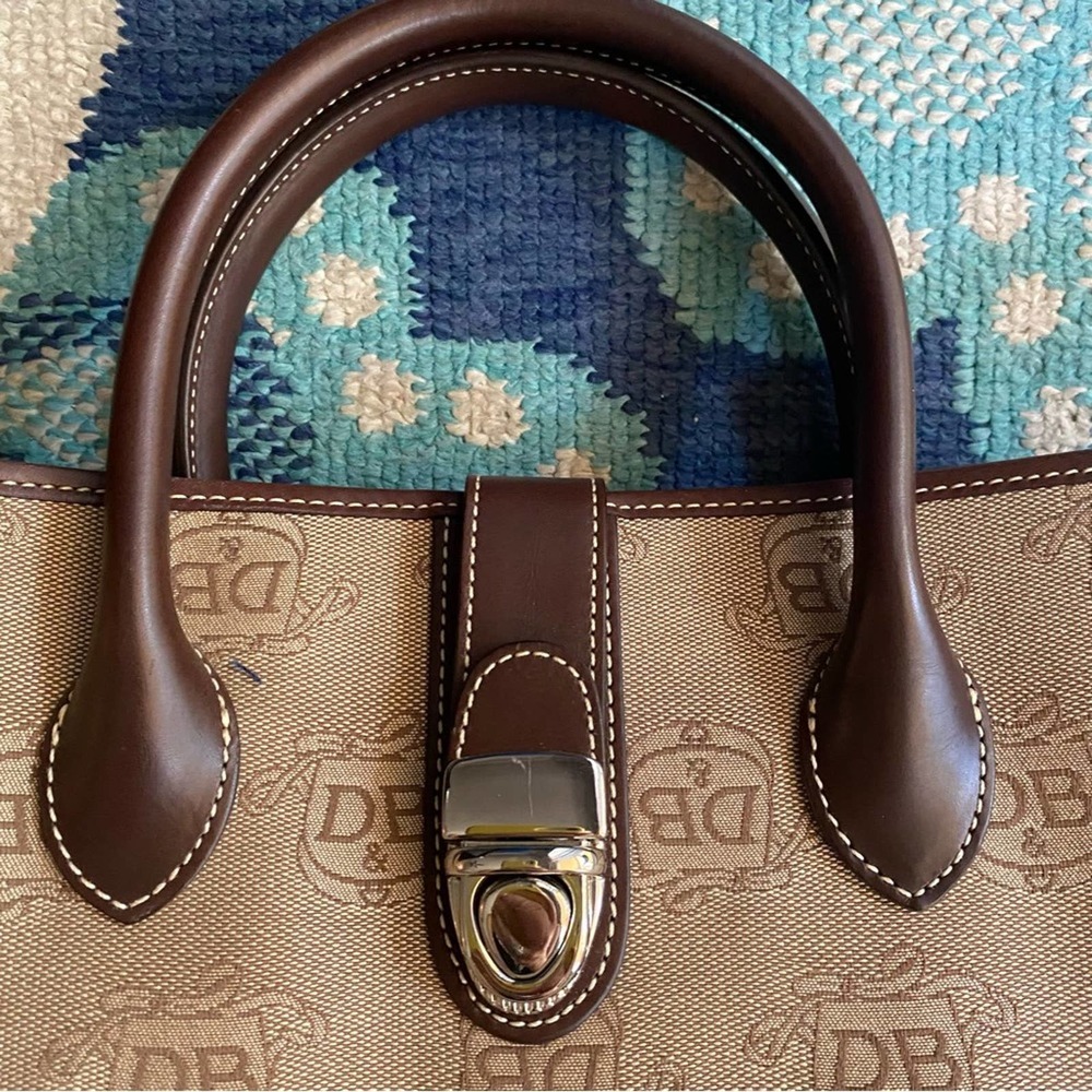 Dooney & Bourke Monogram Canvas & Leather Signature Satchel Handbag